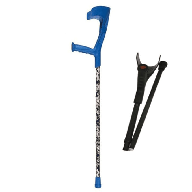 Huvudbild Vikbar krycka, mönstrad blommig blå